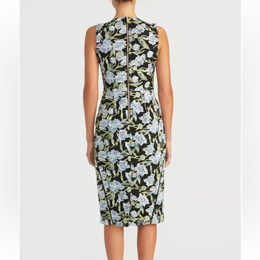 Rachel Rachel Roy Blue Floral Embroidered Sheath Dress Mesh Overlay Size 2 - Picture 2 of 13